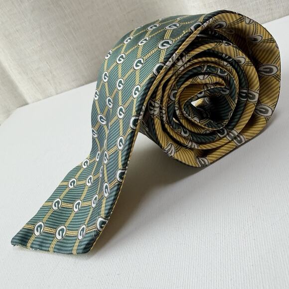 NFL Green Bay Packers Reversible Silk Tie 100% Silk Vintage Logo Pattern - Picture 4 of 16